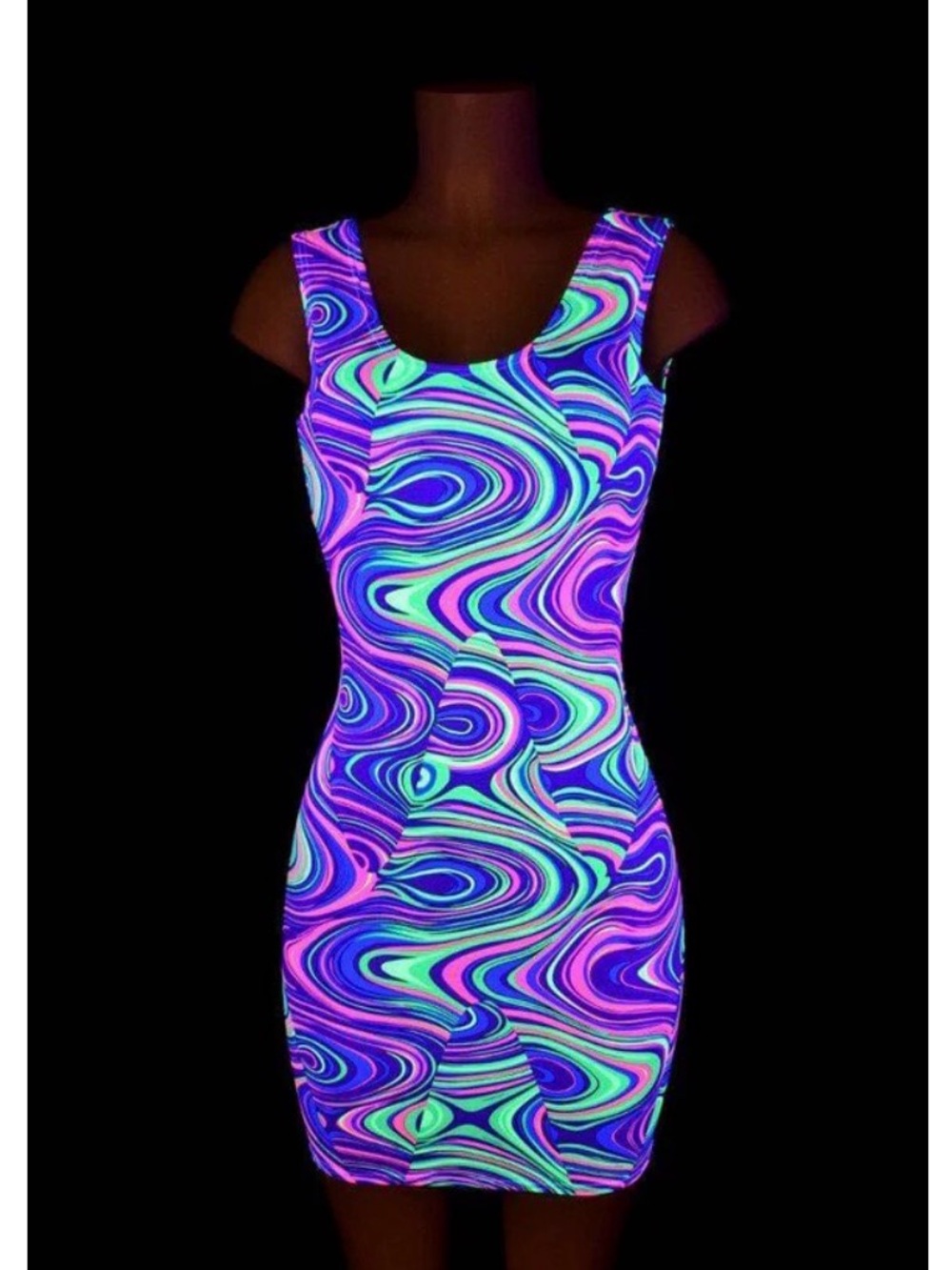 Neon Glow Worm Bodycon Tank Dress neon UV rave
